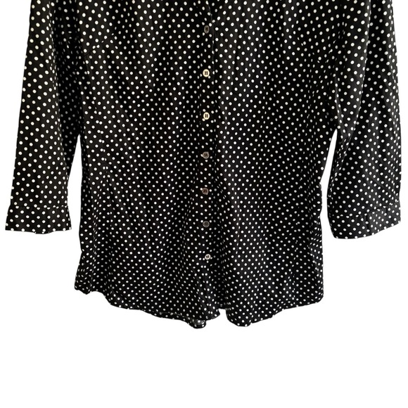 New York & Company Button Up Shirt Polka Dot Roll Tab Office Casual Size Large - Picture 3 of 16